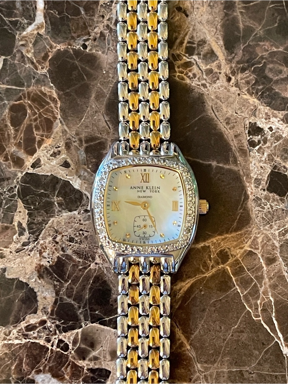 Anne Klein Two-Tone Diamond & Crystal Watch